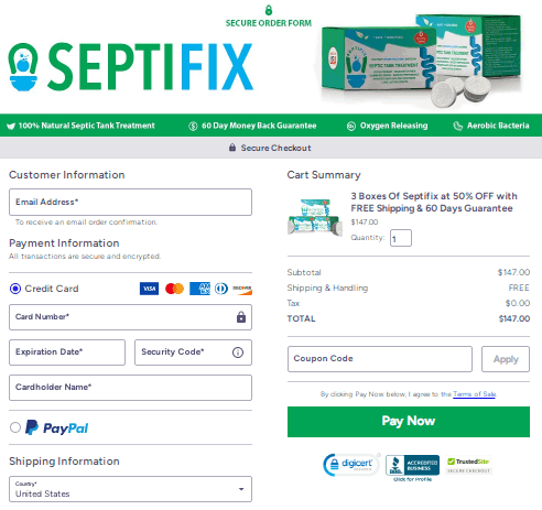 Septifix - Checkout Page